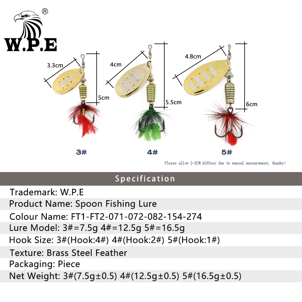 W.P.E KOMODO Spinner Lure 2pcs - огляд і ціна Fishing Lure Spoon